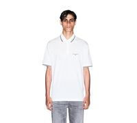Armani Exchange Men's Small Text Logo Pique Polo Shirt, Off White, L