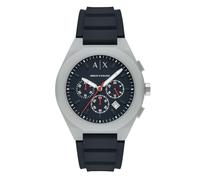 Armani Exchange Men's Stainless Steel Watch with Three Hands, case Size 46mm, Grey Silicone, Sync