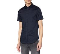 Armani Exchange Men's Stretch Satin Slim Casual Shirt, Blue (Navy 1510), Medium
