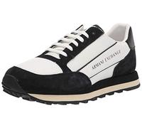 Armani Exchange for man. XUX083XV263A001 Lace Up leather trainers white, black (44), Flat, Suede, Laces, Casual