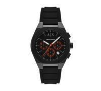 Armani Exchange Men's Sync Black Dial Chronograph Black Silicone Strap Watch