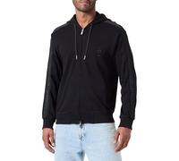Armani Exchange Men's The Grid, Sustainable, Logo Tape Hooded Sweatshirt, Black, XS