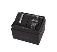 Armani Exchange Mens Three-Hand Date, Black Stainless Steel Watch, AX7101, Grey, Men Grey