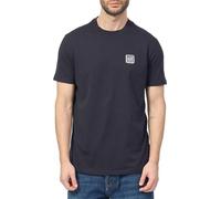 Armani Exchange Men's Utility Edge, Sustainable, Eco-Leather Logo Patch T-Shirt, deep Navy, S