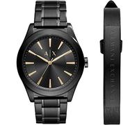 Armani Exchange Watch for Men, Three Hand Movement, 44 mm Black Stainless Steel Case with a Stainless Steel Strap, AX7102