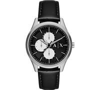 Armani Exchange Watch for Men, Quartz Three Hand Date Movement and 46mm Case Size with Stainless Steel Strap, Light Grey and Blue