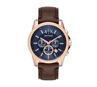 Armani Exchange Outerbanks Men's Quartz Watch with Blue Dial and Brown Leather Strap AX2508