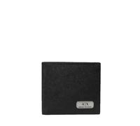 Armani Exchange Plate Logo Saffiano Leather Bifold with Coin Compartment, Bi fold Wallet,