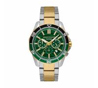Armani Exchange Silver Tone Watch for Men, Quartz Chronograph Movement and 44mm Case Size with Stainless Steel Strap, Silver Tone and Grass Green