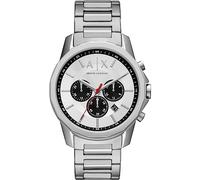 Armani Exchange Silver Tone Watch for Men, Quartz Chronograph Movement and 44mm Case Size with Stainless Steel Strap, Silver Tone