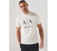 Armani Exchange Slim Fit Ax Chest Logo T-Shirt, Cream, Size L, Men Cream