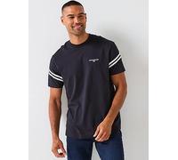 Armani Exchange Striped Sleeve Logo T-Shirt, Navy, Size L, Men Navy