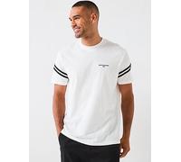 Armani Exchange Striped Sleeve Logo T-Shirt, Off White, Size S, Men Off White