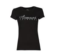Armani Exchange Women's Short Sleeve Classic Script Logo Scoop Neck T-Shirt, Black, S
