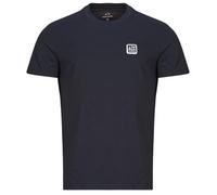 Armani Exchange Men's Utility Edge, Sustainable, Eco-Leather Logo Patch T-Shirt, deep Navy, S