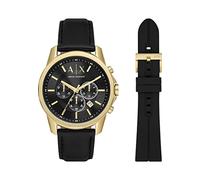 Armani Exchange Watch for Men, Chronograph Movement, 44 mm Gold Stainless Steel Case with a Pro-Planet Leather Strap, AX7133SET