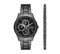 Armani Exchange Men's Watch Multifunction, Black Stainless Steel and Bracelet Set, AX7154SET