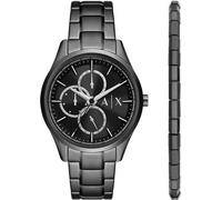 Armani Exchange Men's Watch Multifunction, Black Stainless Steel and Bracelet Set, AX7154SET