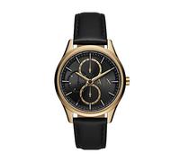 Armani Exchange Watch for Men, Quartz Multifunction Movement, 42 mm Black Stainless Steel Case with a Leather Strap, AX1869