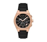 Armani Exchange Watch for Men, Quartz Chronograph Movement and 42mm Case Size with Silicone Strap, Black and Gold Tone