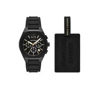 Armani Exchange Watch for Men, Quartz Chronograph Movement and 42mm Case Size with Silicone Strap, Coal Black