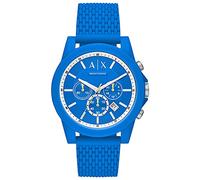 Armani Exchange Watch for Men, Quartz Chronograph Movement and 44mm Case Size with Silicone Strap, Ocean Blue