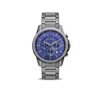 Armani Exchange Silver tone Watch For Men, Quartz Chronograph movement and 44mm Case Size with Stainless steel strap, Silver tone and dark blue