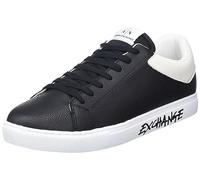 Armani Exchange White Leather Sneakers, Black White, 9 UK