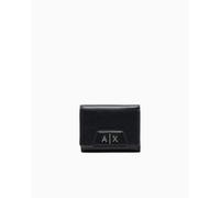 Armani Exchange Women Amelie, Gold Logo Mini Wallet, Black, One Size