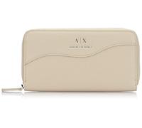 Armani Exchange Women Essential, Wave, Silver Printed Logo Tri-Fold Wallet, Pisco, One Size