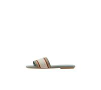 Armani Exchange Women Thin, Striped, Front Logo Flat Sandal, Green, 7 UK