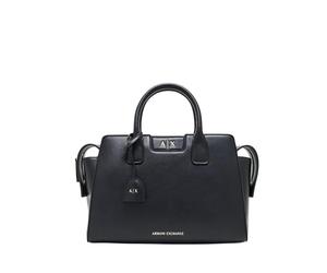 Armani Exchange Women's Amelie, Gold Details, Logo Charm Tote Bag, M, Black