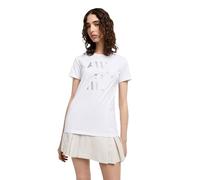 Armani Exchange Women's Arte Sella, Glitter Logo Lettering, Regular Fit, White, XS, White (Optic White), XS