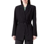 Armani Exchange Women's Back Waist Belt, Internal All Over Logo Print, Front Pockets Blazer, Black, 4