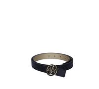 Armani Exchange Women's Bicolour Logo Buckle Belt, Black/Gold, L