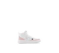 Armani Exchange Women's Comfort Fit, Cow Suede, Side Sewn Logo Sneaker, White Rose, 7 UK