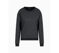 Armani Exchange Women's Cotton French Terry Sweatshirt with All Over Ax Logo, Black, Small