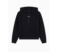 Armani Exchange Women's Cross Gender, Cuffed Sleeve Small Front Logo Relaxed Fit, Sweatshirt, Black, M, black, M