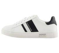 Armani Exchange Women's Cup Sole Mina, Back Tab with and Metal Logo Detail on Side Trainers, Off White+Black, 36 EU, Off White Black, 4 UK