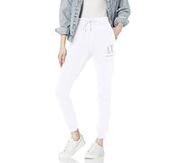 Armani Exchange Women's Drawstring Logo Studs Terry Jogger Casual Pants, White (Optic White), M