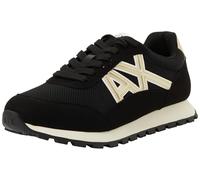 Armani Exchange Women's Essential Drop Microsuede Details Trainers, Black Pale Gold, 2/2.5 UK