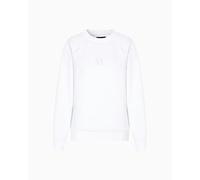 Armani Exchange Women's Icon Project, Shiny Logo, Crewneck Sweatshirt, Optic White, L, White (optic white), L