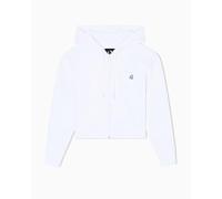 Armani Exchange Women's, Icon project, small logo embroidery, cropped fit Sweatshirt, Optic white, XS