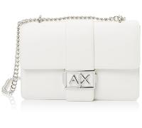 Armani Exchange Women's Jodie, Metal Silver Logo, Chain Strap Messenger Bag, Off White