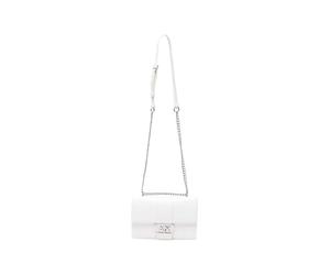 Armani Exchange Women's Jodie, Metal Silver Logo, Chain Strap Messenger Bag, Off White