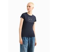 Armani Exchange Women's Limited Blue Edition Crewneck Slim Fit Box Logo Tee T-Shirt, S