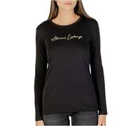 Armani Exchange Women's Long Sleeve Front Big Signed Logo T-Shirt, Black, L, Black/Gold, L