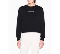 Armani Exchange Women's Long Sleeve Milano-New York Front Logo, Sweatshirt, Black, M, Black/Gold, M