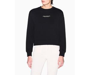 Armani Exchange Women's Long Sleeve Milano-New York Front Logo, Sweatshirt, Black, M, Black/Gold, M