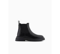 Armani Exchange Women's Margot, Metal Logo, Ribbed Band Boat, Black, 7 UK